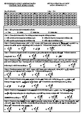 Đề thi kiểm tra 45 phút môn Hình học lớp 12